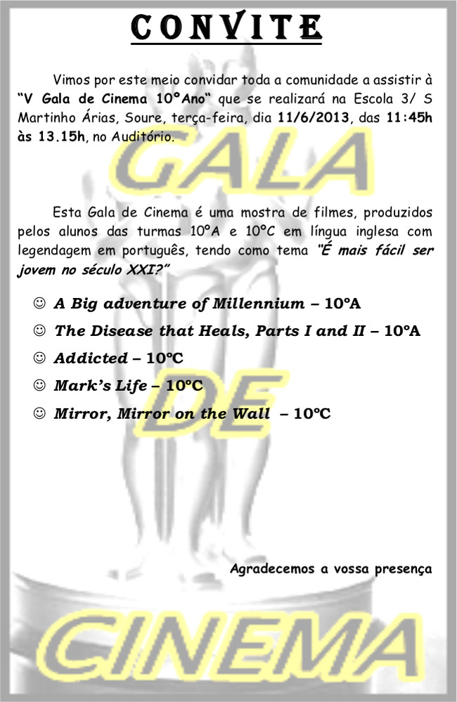 Convite Gala 10º 2013