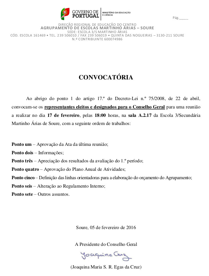 Convocatória 17 fevereiro